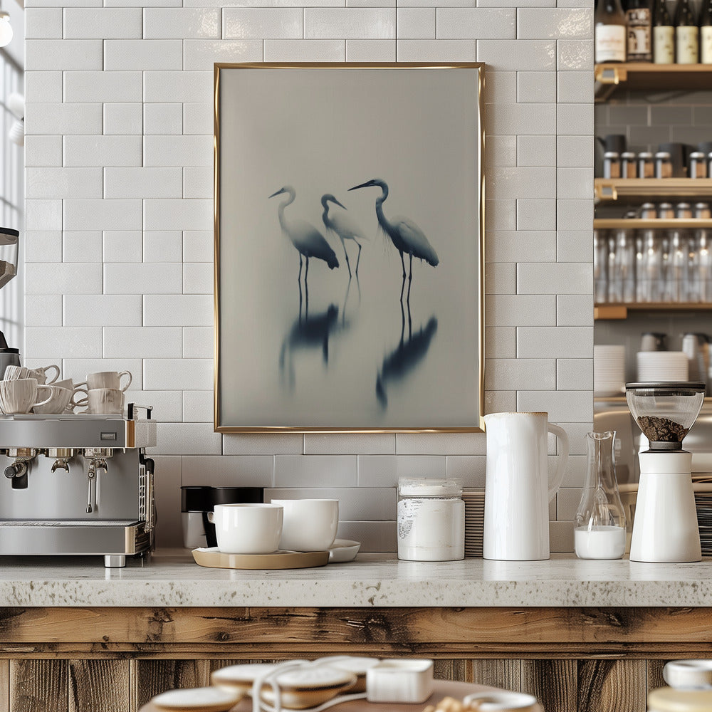 Birds In Lake Poster